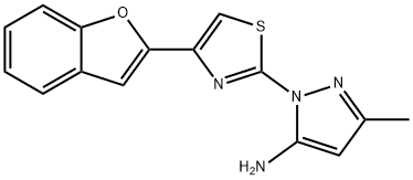 1-[4-(1-benzofuran-2-yl)-1,3-thiazol-2-yl]-3-methyl-1H-pyrazol-5-amine Struktur