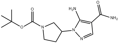 tert-butyl 3-(5-amino-4-carbamoyl-1H-pyrazol-1-yl)pyrrolidine-1-carboxylate Struktur