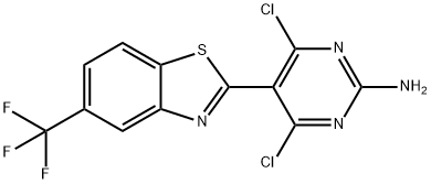 4,6-DICHLORO-5-(5-(TRIFLUOROMETHYL)BENZO[D]THIAZOL-2-YL)PYRIMIDIN-2-AMINE Struktur