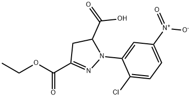 1-(2-chloro-5-nitrophenyl)-3-(ethoxycarbonyl)-4,5-dihydro-1H-pyrazole-5-carboxylic acid Struktur