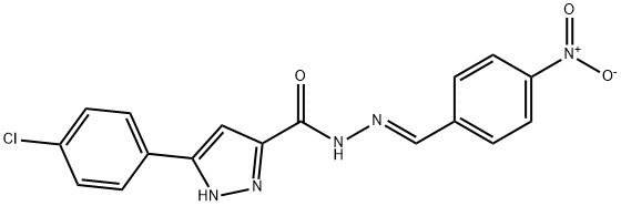 (E)-3-(4-chlorophenyl)-N-(4-nitrobenzylidene)-1H-pyrazole-5-carbohydrazide Struktur