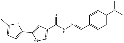 (E)-N-(4-(dimethylamino)benzylidene)-3-(5-methylthiophen-2-yl)-1H-pyrazole-5-carbohydrazide Struktur