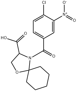 4-(4-chloro-3-nitrobenzoyl)-1-oxa-4-azaspiro[4.5]decane-3-carboxylic acid Struktur