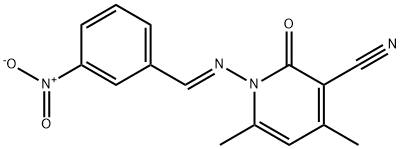 4,6-dimethyl-1-[(3-nitrobenzylidene)amino]-2-oxo-1,2-dihydro-3-pyridinecarbonitrile Struktur