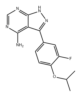 3-(3-fluoro-4-isopropoxyphenyl)-1H-pyrazolo[3,4-d]pyrimidin-4-amine Struktur