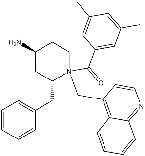 4-Piperidinamine,1-(3,5-dimethylbenzoyl)-2-(phenylmethyl)-N-(4-quinolinylmethyl)-, (2R,4S)- Struktur