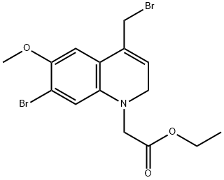 (7-Bromo-4-bromomethyl-6-methoxy-2H-quinolin-1-yl)-acetic acid ethyl ester Struktur