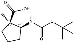 Cis-2-tert-Butoxycarbonylamino-1-methyl-cyclopentanecarboxylic acid Struktur