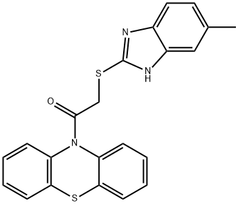 2-[(5-methyl-1H-benzimidazol-2-yl)sulfanyl]-1-(10H-phenothiazin-10-yl)ethanone Struktur