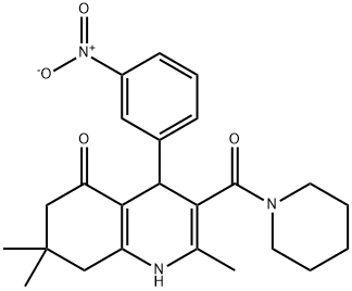 2,7,7-trimethyl-4-(3-nitrophenyl)-3-(piperidine-1-carbonyl)-1,4,6,8-tetrahydroquinolin-5-one Struktur