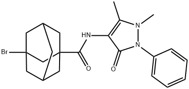 (1r,3s,5R,7S)-3-bromo-N-(1,5-dimethyl-3-oxo-2-phenyl-2,3-dihydro-1H-pyrazol-4-yl)adamantane-1-carboxamide Struktur