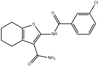 2-(3-chlorobenzamido)-4,5,6,7-tetrahydrobenzo[b]thiophene-3-carboxamide Struktur