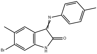 6-bromo-5-methyl-3-[(4-methylphenyl)imino]-1,3-dihydro-2H-indol-2-one Struktur