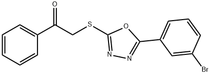 2-((5-(3-bromophenyl)-1,3,4-oxadiazol-2-yl)thio)-1-phenylethan-1-one Struktur