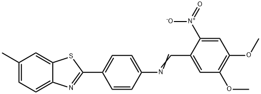 N-(4,5-dimethoxy-2-nitrobenzylidene)-4-(6-methyl-1,3-benzothiazol-2-yl)aniline Struktur