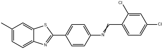 N-(2,4-dichlorobenzylidene)-4-(6-methyl-1,3-benzothiazol-2-yl)aniline Struktur