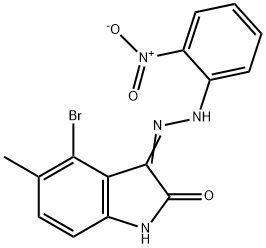 4-bromo-5-methyl-3-[(2-nitrophenyl)hydrazono]-1,3-dihydro-2H-indol-2-one Struktur