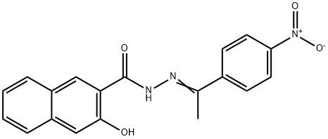 3-hydroxy-N'-[1-(4-nitrophenyl)ethylidene]-2-naphthohydrazide Struktur