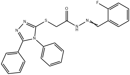 2-[(4,5-diphenyl-1,2,4-triazol-3-yl)sulfanyl]-N-[(E)-(2-fluorophenyl)methylideneamino]acetamide Struktur