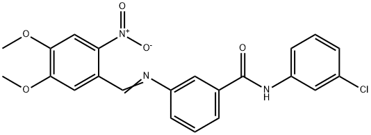 N-(3-chlorophenyl)-3-[(4,5-dimethoxy-2-nitrobenzylidene)amino]benzamide Struktur