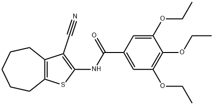 N-(3-cyano-5,6,7,8-tetrahydro-4H-cyclohepta[b]thiophen-2-yl)-3,4,5-triethoxybenzamide Struktur