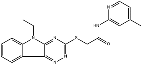 2-[(5-ethyl-5H-[1,2,4]triazino[5,6-b]indol-3-yl)sulfanyl]-N-(4-methylpyridin-2-yl)acetamide Struktur