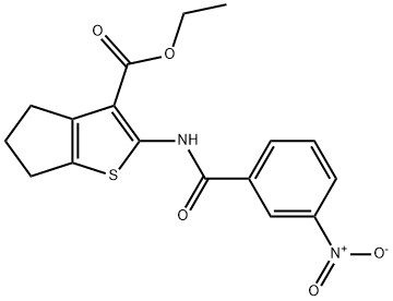 ethyl 2-(3-nitrobenzamido)-5,6-dihydro-4H-cyclopenta[b]thiophene-3-carboxylate Struktur