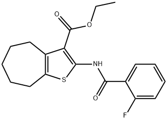 ethyl 2-(2-fluorobenzamido)-5,6,7,8-tetrahydro-4H-cyclohepta[b]thiophene-3-carboxylate Struktur