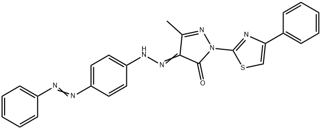 5-methyl-4-{[4-(phenyldiazenyl)phenyl]hydrazono}-2-(4-phenyl-1,3-thiazol-2-yl)-2,4-dihydro-3H-pyrazol-3-one Struktur