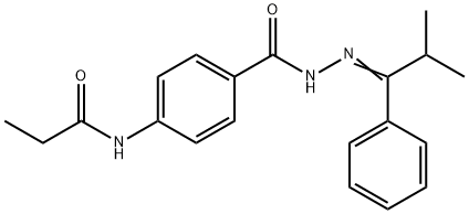 N-(4-{[2-(2-methyl-1-phenylpropylidene)hydrazino]carbonyl}phenyl)propanamide Struktur