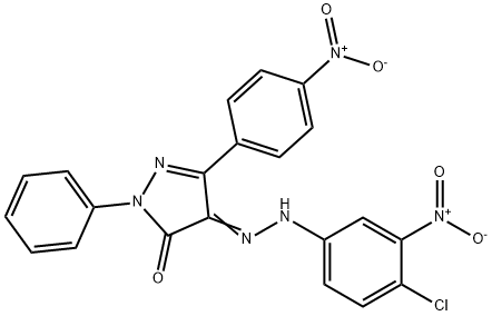 4-[(4-chloro-3-nitrophenyl)hydrazono]-5-(4-nitrophenyl)-2-phenyl-2,4-dihydro-3H-pyrazol-3-one Struktur