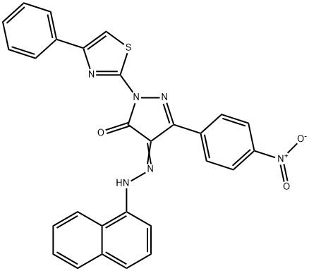 4-(1-naphthylhydrazono)-5-(4-nitrophenyl)-2-(4-phenyl-1,3-thiazol-2-yl)-2,4-dihydro-3H-pyrazol-3-one Struktur