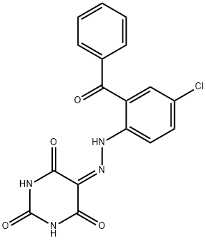 5-[(2-benzoyl-4-chlorophenyl)hydrazono]-2,4,6(1H,3H,5H)-pyrimidinetrione Struktur