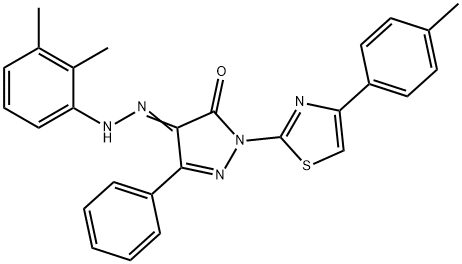 4-[(2,3-dimethylphenyl)hydrazono]-2-[4-(4-methylphenyl)-1,3-thiazol-2-yl]-5-phenyl-2,4-dihydro-3H-pyrazol-3-one Struktur