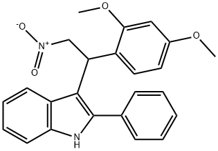 3-(1-(2,4-dimethoxyphenyl)-2-nitroethyl)-2-phenyl-1H-indole Struktur