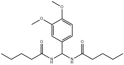 N,N'-[(3,4-dimethoxyphenyl)methanediyl]dipentanamide Struktur