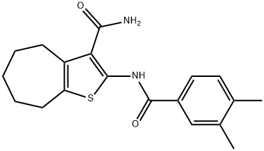 2-(3,4-dimethylbenzamido)-5,6,7,8-tetrahydro-4H-cyclohepta[b]thiophene-3-carboxamide Struktur