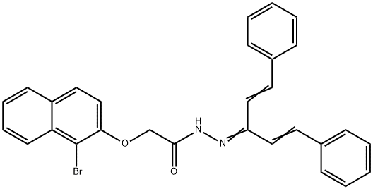 2-[(1-bromo-2-naphthyl)oxy]-N'-[3-phenyl-1-(2-phenylvinyl)-2-propen-1-ylidene]acetohydrazide Struktur