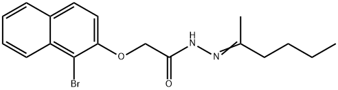 2-[(1-bromo-2-naphthyl)oxy]-N'-(1-methylpentylidene)acetohydrazide Struktur