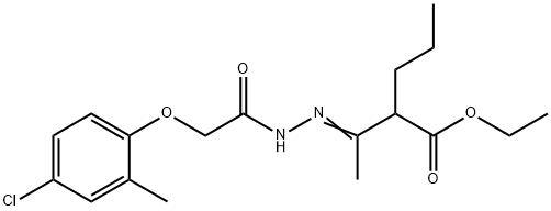 ethyl 2-{N-[(4-chloro-2-methylphenoxy)acetyl]ethanehydrazonoyl}pentanoate Struktur