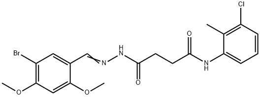 4-[2-(5-bromo-2,4-dimethoxybenzylidene)hydrazino]-N-(3-chloro-2-methylphenyl)-4-oxobutanamide Struktur