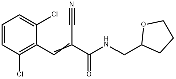 (E)-2-cyano-3-(2,6-dichlorophenyl)-N-(oxolan-2-ylmethyl)prop-2-enamide Struktur