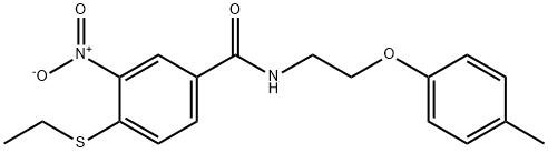 4-ethylsulfanyl-N-[2-(4-methylphenoxy)ethyl]-3-nitrobenzamide Struktur