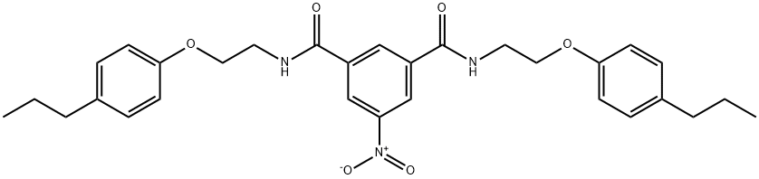 5-nitro-N,N'-bis[2-(4-propylphenoxy)ethyl]benzene-1,3-dicarboxamide Struktur