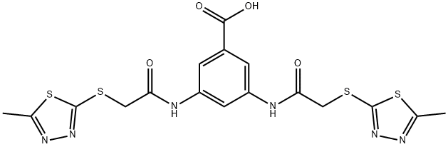 3,5-bis({[(5-methyl-1,3,4-thiadiazol-2-yl)sulfanyl]acetyl}amino)benzoic acid Struktur