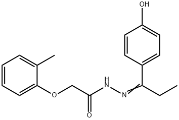 N'-[1-(4-hydroxyphenyl)propylidene]-2-(2-methylphenoxy)acetohydrazide Struktur