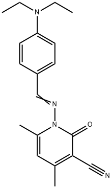 1-{[4-(diethylamino)benzylidene]amino}-4,6-dimethyl-2-oxo-1,2-dihydro-3-pyridinecarbonitrile Struktur