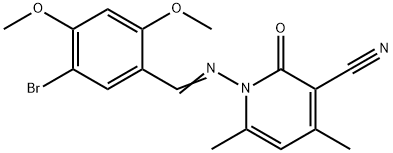 1-[(5-bromo-2,4-dimethoxybenzylidene)amino]-4,6-dimethyl-2-oxo-1,2-dihydro-3-pyridinecarbonitrile Struktur