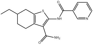 N-(3-carbamoyl-6-ethyl-4,5,6,7-tetrahydro-1-benzothiophen-2-yl)pyridine-3-carboxamide Struktur