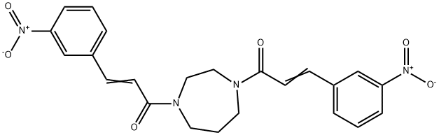 (E)-3-(3-nitrophenyl)-1-[4-[(E)-3-(3-nitrophenyl)prop-2-enoyl]-1,4-diazepan-1-yl]prop-2-en-1-one Struktur